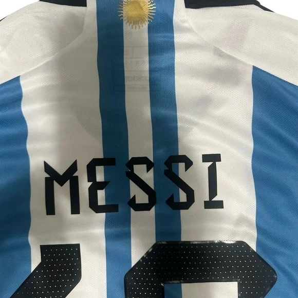Adidas Messi #10 Argentina Blue and White Striped Soccer Jersey - Picture 7 of 9